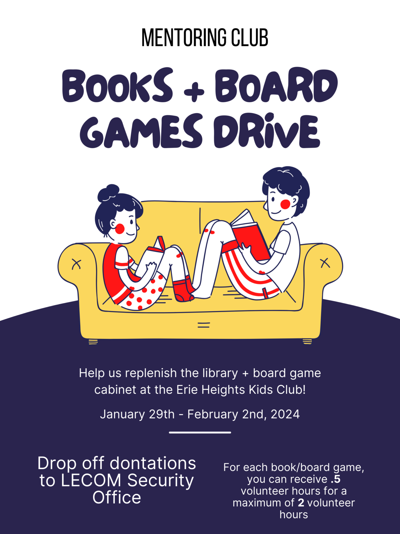 Books & Board Games Drive for Erie Heights Kids Club