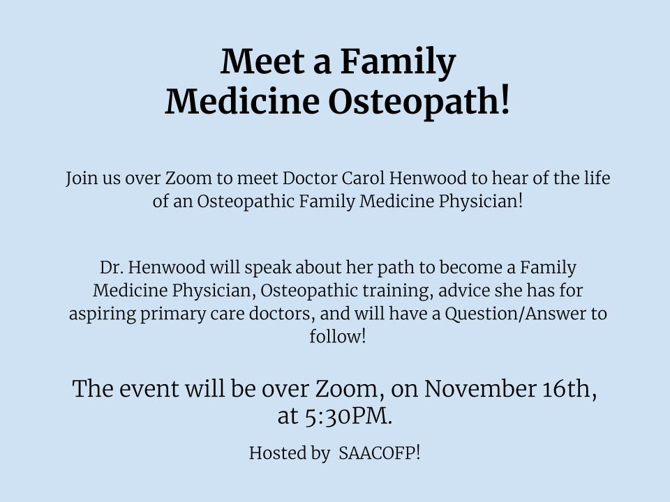 Come Meet a Family Medicine Osteopath!