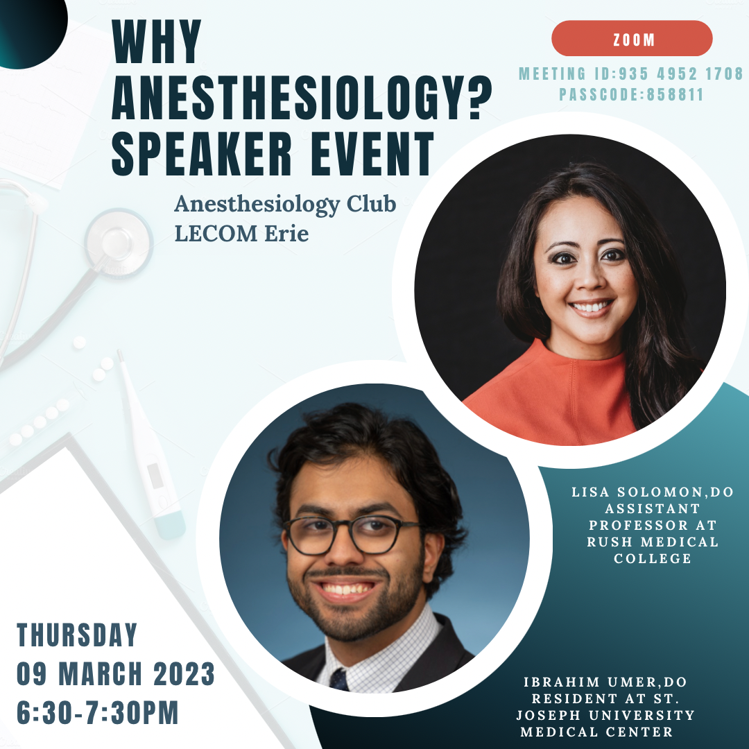 Why Anesthesiology? A Speaker Event